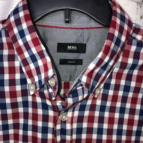 BOSS Black by Hugo Boss | Rod Slim Fit | Blue & Red Checkers | Men’s XL - Picture 2 of 6